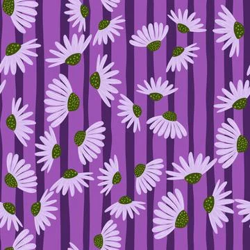 Random bright seamless pattern with simple style daisy flowers silhouettes. P Stock Illustration