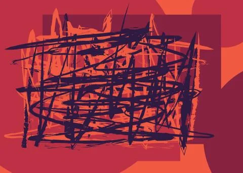 Random brushstrokes red background Stock Illustration