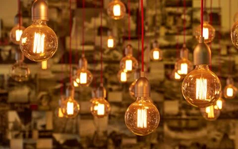 Random bulbs in interior Stock Photos