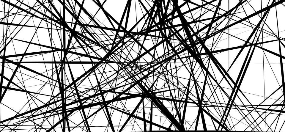 Random chaotic lines abstract geometric pattern / texture. Modern, contempora Stock Illustration