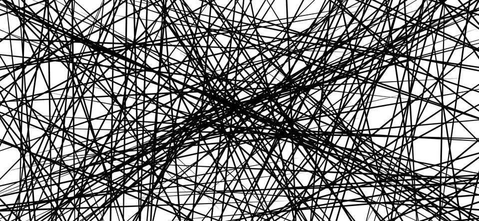 Random chaotic lines abstract geometric pattern / texture. Modern, contempora Illustrazione stock