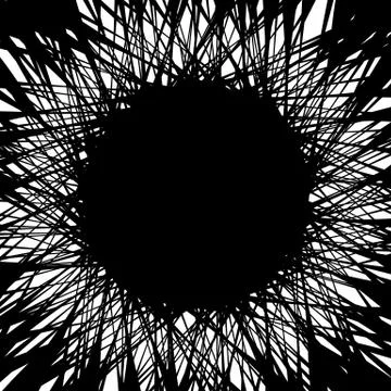 Random chaotic lines merging, intersecting at center abstract art illustratio Stock Illustration