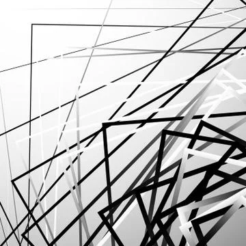 Random chaotic squares abstract geometric element. Monochrome geometric art. Ilustração Stock