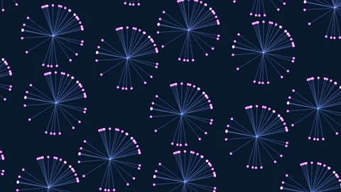 Random circles pattern with blue lines and yellow dots Stock Footage 195535744