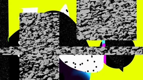 Random collage shapes on neon color background Stock Footage 150760464