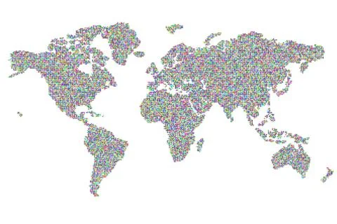 Random colored world map Stock Illustration