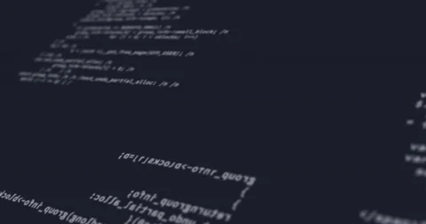 Random computer codes projected on the screen while being written or typed Stock-Footage 143276383