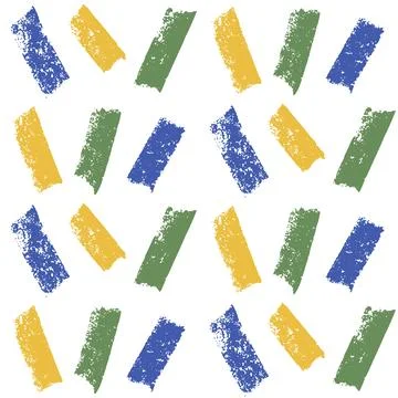 Random crayon pencil dash diagonal lines seamless pattern. Pastel yellow, green, Stock Illustration