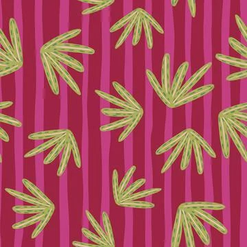 Random creative seamless pattern in funny bright style with green foliage and Illustrazione stock