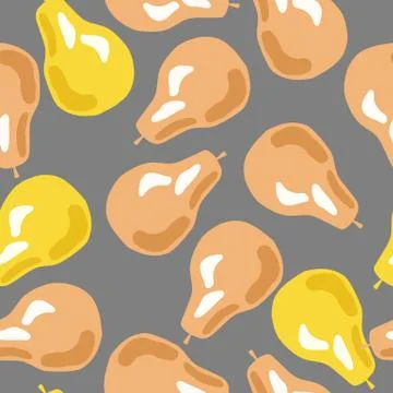Random creative seamless pattern with nature pear shapes. Orange and yellow s Illustrazione stock