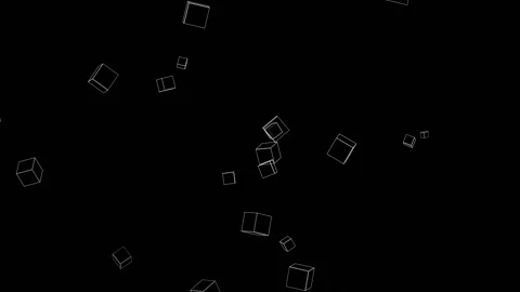 Random Cube Outline Swirl Explosion Effect on Black Background Stock Footage 231253533
