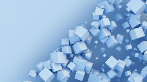 Random cubes background blue gradient diagonal abstract square 3D illustratio イラスト素材
