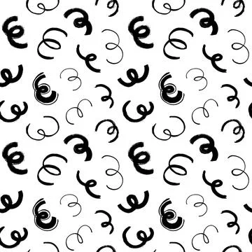 Random curved black lines and wavy brushstrokes. Stock Illustration