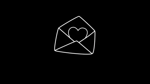 Random cute doodle, bell, gift box, letter, bird with moving heart Stock Footage 290066382