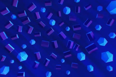 Random dark geometric shapes 3d render design element Stock Photos