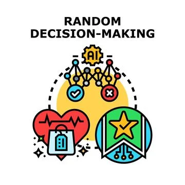 Random decision making by artificial intelligence evaluating options Stock Illustration