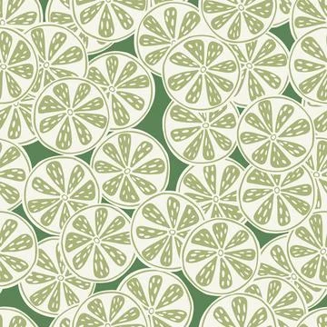 Random decorative seamless pattern with doodle lime slice silhouettes. Pastel Stock Illustration