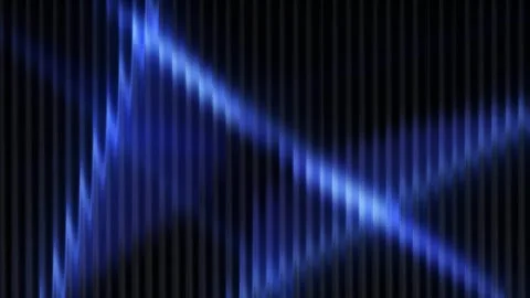 Random diagonal blue light rays flickering on corrugated glass texture Stock Footage 328034115