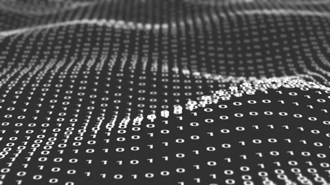Random digital binary data moving in wave background Stock Footage 165478943