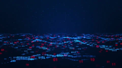 Random Digital Numbers on Dark Abstract Wave Background Stock Footage 338459034