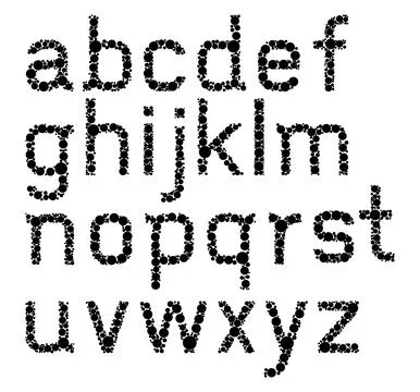 Random dot lowercase alphabet letters Stock-Illustration