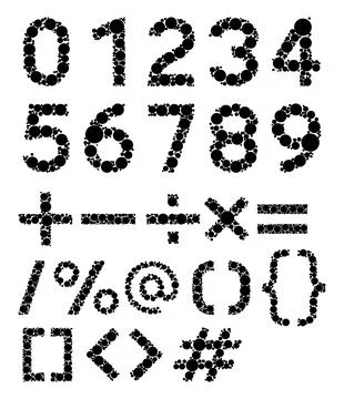 Random dot numbers alphabet letters Stock Illustration