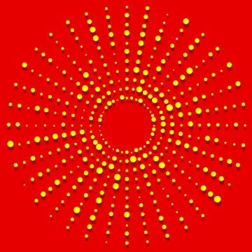 Random dots radial halftone element, pop art red, yellow colors イラスト素材