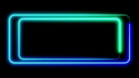 Random double neon frame blue and cyan lights motion loops square on black Stock Footage 265197953