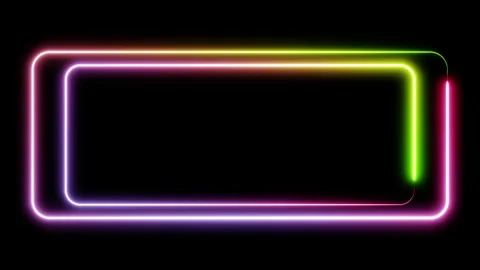 Random double neon frame colorful lights motion loops square on black background Stock Footage 265197925