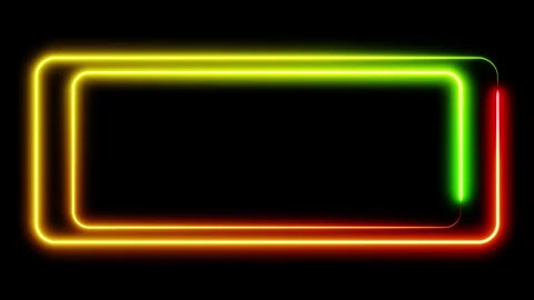 Random double neon frame green and red lights motion loops square on black Stock Footage 265197941