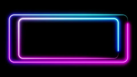 Random double neon frame purple and blue lights motion loops square on black Stock Footage 265197944