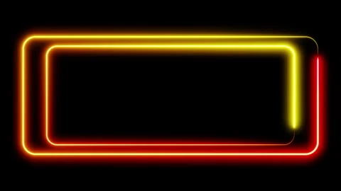 Random double neon frame yellow and red lights motion loops square on black Stock Footage 265198047