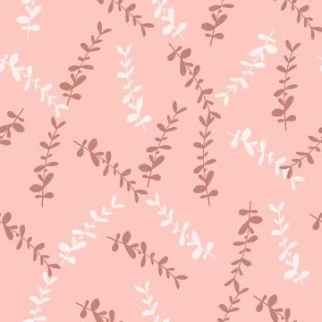 Random eucalyptus leaf branches seamless pattern. Hand drawn botanic style. P Stock Illustration