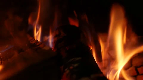 Random Flames From Wood Burning Video stock 170069780