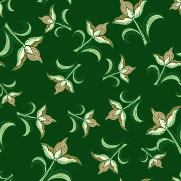Random floral seamless pattern with simple style tulip flowers elements. Gree Stock Illustration
