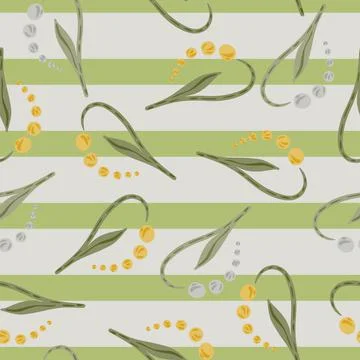 Random floral seamless pattern with simple style lily of the valley shapes. G Stock Illustration