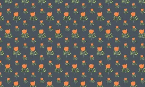 Random flower Pattern in dark background Stock Illustration