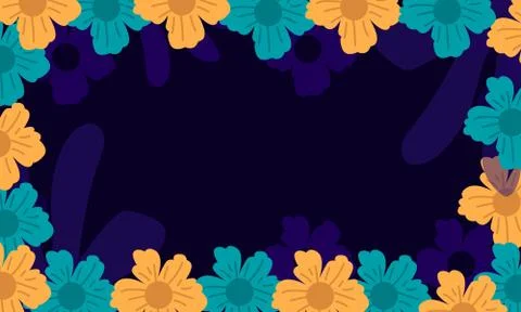 Random Flowers Scattered Background Stock Illustration