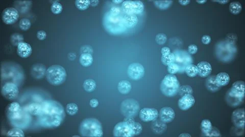 Random flying abstract bubbles molecules in color environment illustration Stock Illustration