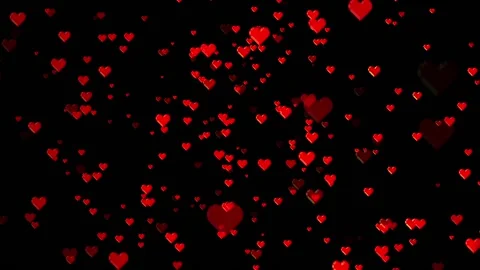 Random Flying Love Heart Background Animation Effect on Black Background Stock Footage 165073870