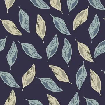 Random foliage seamless pattern with falling foliage print. Leaf ornament on  Stock Illustration