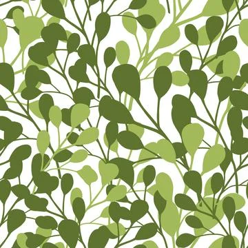 Random foliage seamless pattern with green abstract white eucalyptus leaf orn Stock Illustration