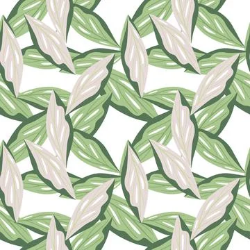 Random foliage seamless pattern with lilac and green colored leaf elements. I Illustrazione stock