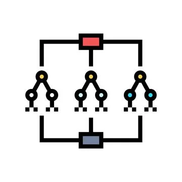 Random forest algorithm color icon vector illustration 库存插图