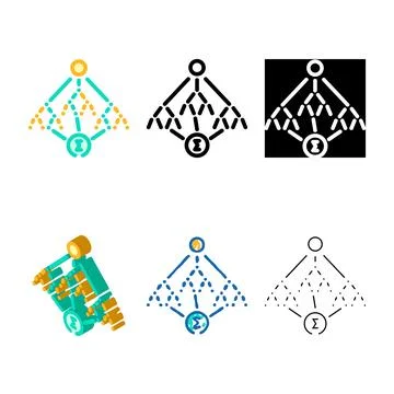 Random forest algorithm looks color icon vector 库存插图