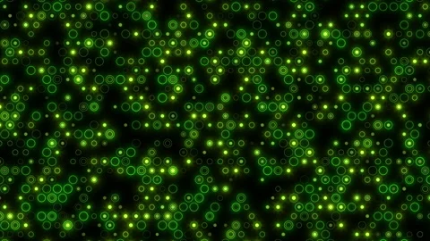 Random green dots and rings pattern with neon led light Stock Footage 235853145