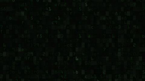 Random green text and numeric symbols on a computer screen, 3D rendering Stock Illustration