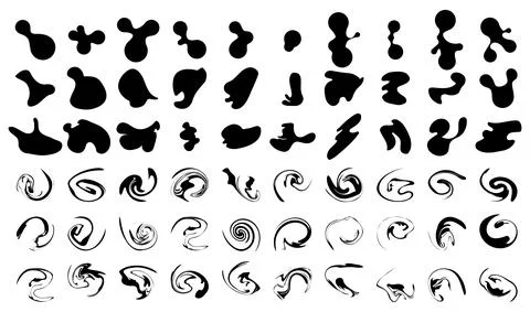 Random inkbolt set. Collection of black organic shapes, irregular simple liqu Иллюстрация