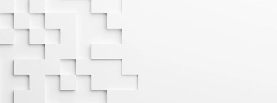 Random inlay white square cube boxes block background wallpaper banner templa Illustrazione stock