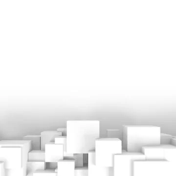 Random installation of cubes, 3d render Illustrazione stock